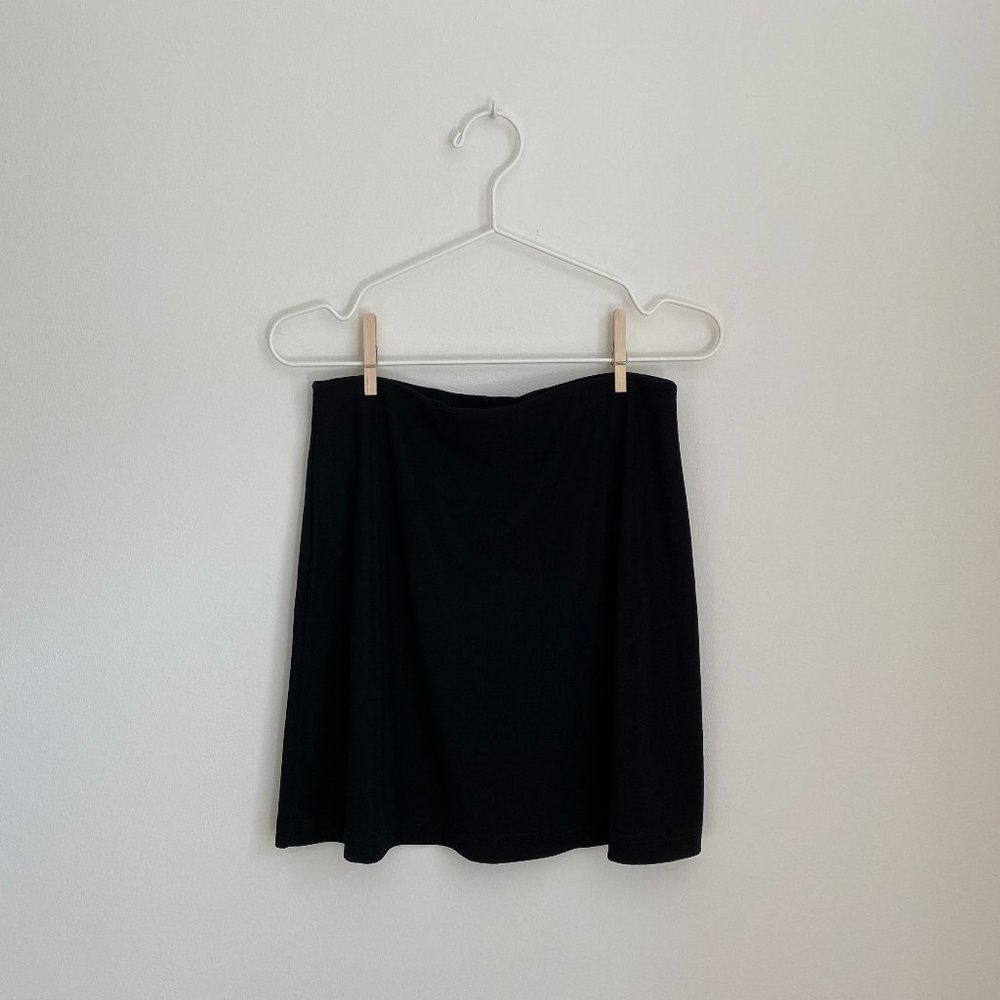 Vintage A. Byer Slinky Ribbed Black A-Line Mini Skirt